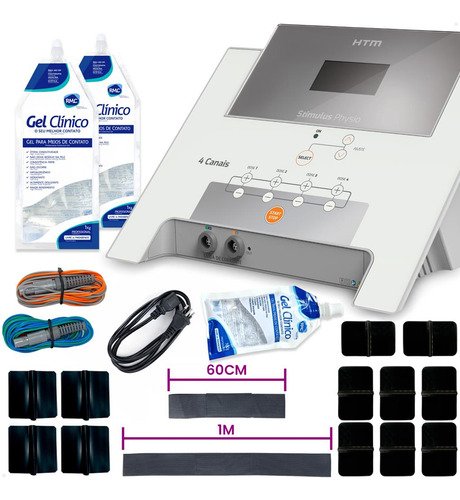 Htm - Kit Stimulus Physio 4 Canais + Eletrodos + Gel + Cinta