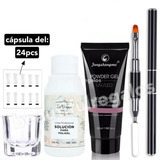 Kit Acrilicas Polygel + Pincel +solucion +capsulas+dappen