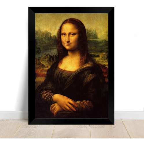 Quadro Poster Monalisa Leonardo Davinci Moldura A3