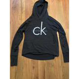 Padrisima Blusa Sudadera Calvin Klein Logo Frontal Gris M!!