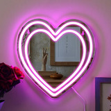 Espejo Led De Neon   Pink Heart 