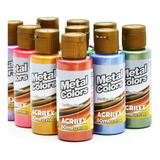 Kit 16 Tinta Acrilica Metal Colors 60ml Escolha As Cores