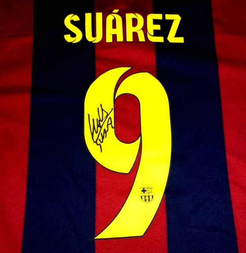 Jersey Autografiado Luis Suarez Barcelona Triplete 2014-15