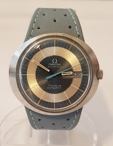 Relogio Omega Dynamic Azul E Branco Couro Geneve  Automatico