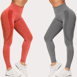 Kit 2 De Calça Legging Levanta Bumbum Fitness Sem Costura