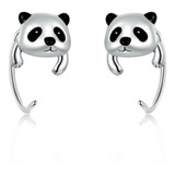 Aretes Elegantes Para Mujer Oso Panda En Plata 925