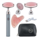 Mik Beauty Rodillo Masajeador Facial De Cuarzo Rosa Usb, Rod