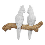 Estatua De Loro Decoración De Pared 2 Blanco 25x5.5x22cm