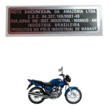 Etiqueta Chassi Manaus Moto Honda Original 7 Galo Cg 125 150