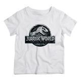Camiseta Infantil Jurassic Park Logo Cinza