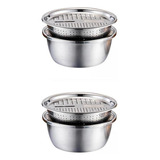 Set De 2 Cuencos De Acero Inoxidable Para Colador De Cocina