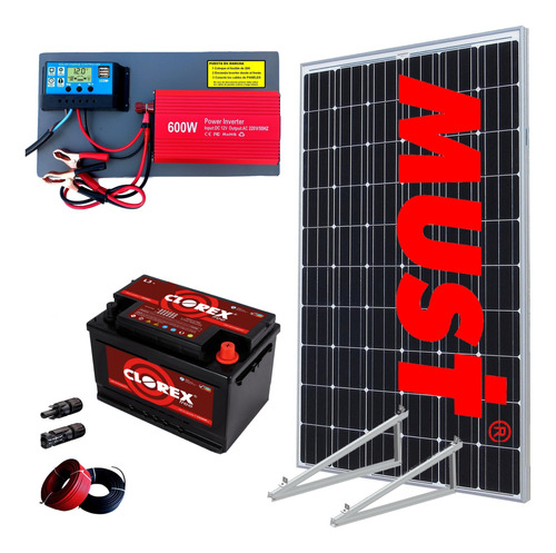 Kit Solar Completo Autoinstalable Panel Bateria 60 Amp B1000
