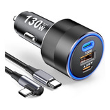 Cargador Rápido Para Automóvil Usb C De 130 W Con Cable De 1