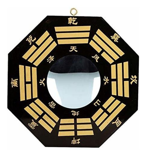 Espejo De Madera Bagua Convexo De Feng Shui Chino (grande)