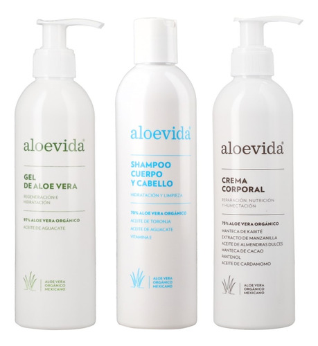 Aloevida Gel 270ml, Shampoo 280ml Y Crema 270ml De Aloe Vera