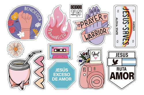 Stickers Calcos Cristianos Jesús Amor Vinilos X Plancha