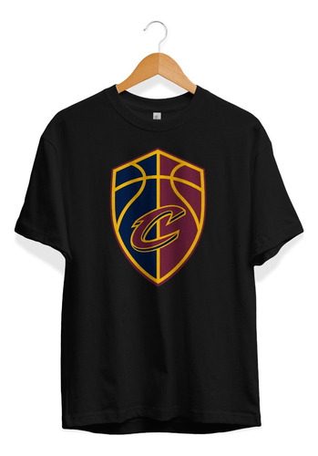 Remera Basket Nba Cleveland Cavaliers Negra Logo Alternativo