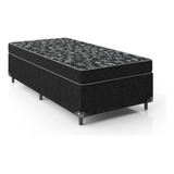 Cama Box Solteiro + Colchão D20 - Suede Preto