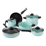 Batería De Cocina Cinsa Granito Jade Menta 10 Piezas