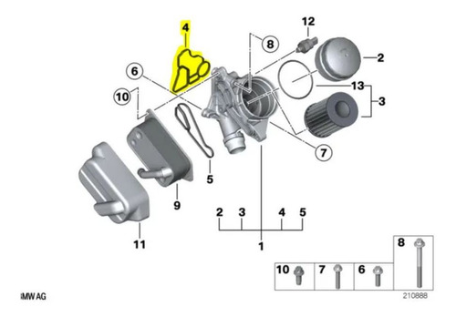 Junta Base Filtro De Aceite Bmw Z4 E89  23i N52n Foto 2