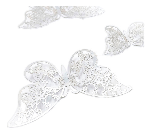 Mariposas Decorativas 3d  Papel Pared  Plateado Troquelado