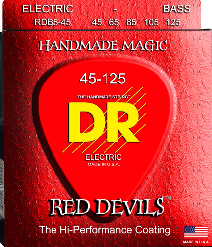 Dr Strings Rojo Devils  extra-life Red Coated 5 string Bass