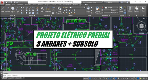Projeto Elétrico Prédio 3 Andares + Subsolo + Blocos Autocad
