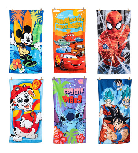 Toalla Playa Algodon 140x70 Mickey Avengers Stitch Spiderman