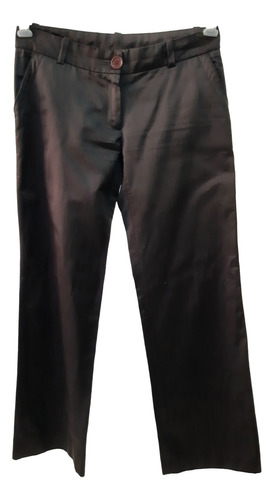 Pantalon Marron Akiabara Gabardina Rasada  Tiro Bajo