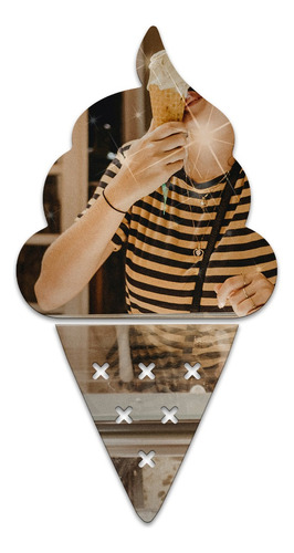 Espelho Acrílico Decorativo Sorvete Cozinha 25,5 X 48,5cm