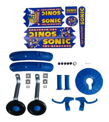 Kit Adesivos Sonic Bicicleta Infantil Rodinhas Manoplas 16