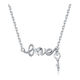 Collar Cadena Para Mujer Love Llave Amor En Plata 925