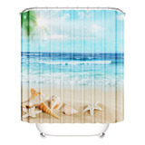 Domoku Cortina De Ducha De Playa Para Baño, 3d Ocean Coastal