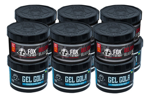 6 Gel Cola Black + 6 Gel Cola Incolor Fox For Men Kit Oferta