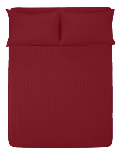 Sábana Queen Size 1800 Hilos, Microfibra Grabada Ultra Suave Color Rojo Diseño De La Tela Color