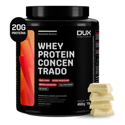 DUX HUMAN HEALTH Whey Protein Concentrado Suplemento 450g Chocolate branco | Frete grátis