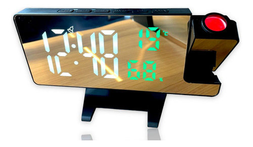 Relógio Digital Led Espelhado Projetor Temperatura Alarme