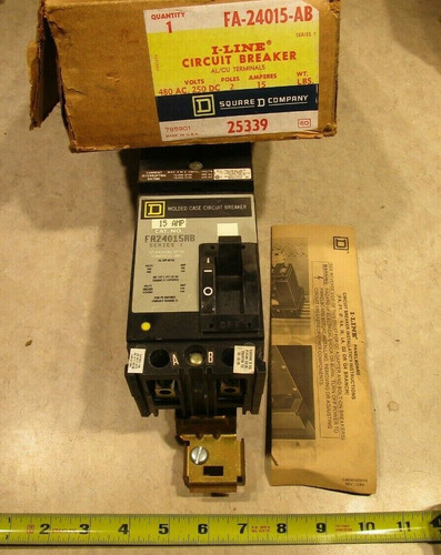 Square D, Fa24015ab, 2p, 15a, 480v, Type F, Circuit Breake