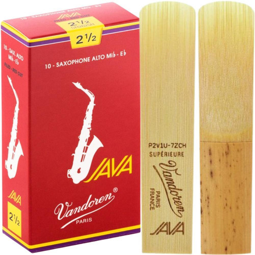 10 Palheta Sax Alto Vandoren Java Red N° 2,5 Profissional