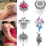 6 Tatuajes Temporales Rosas Flores Hombre Mujer Brazo Pierna