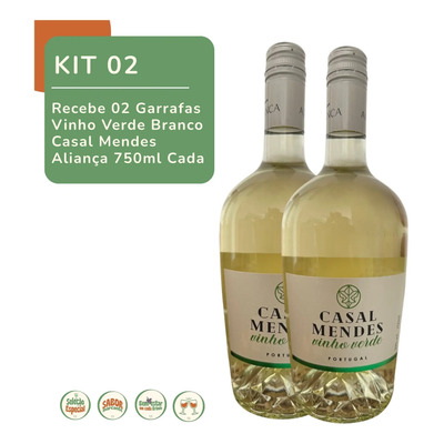 Kit 2 Vinhos Verde Branco Casal Mendes Aliança 750ml Cada | Frete grátis