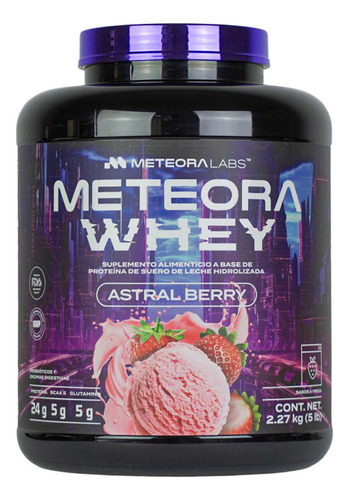 Proteína Whey Hidrolizada 100% | Meteora Labs | 65 Servicios Sabor Astral Berry