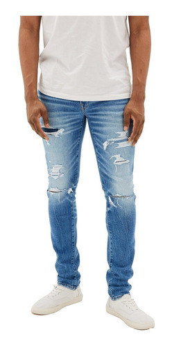 Jeans Airflex+ Wash Slim Jean Con Parches American Eagle