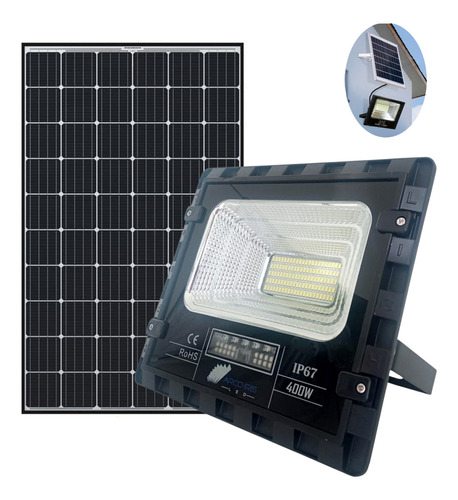 Refletor Solar Led Holofote 400w Placa Bateria Prova D'água