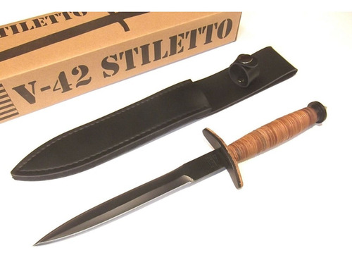 Stiletto Daga Cuchillo De Hoja Fija Con Funda 