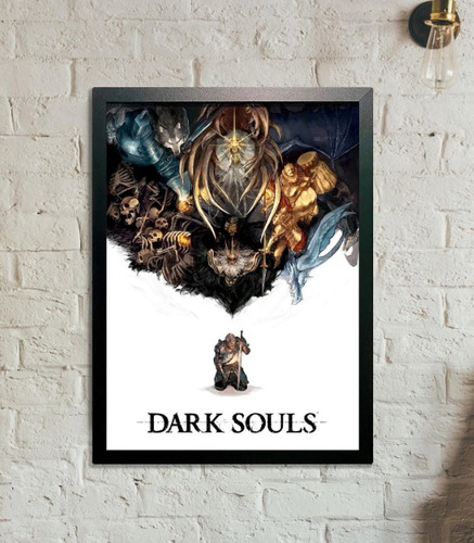 Cuadro Dark Souls 51x36 Marco Madera Vidrio Poster Geek Game