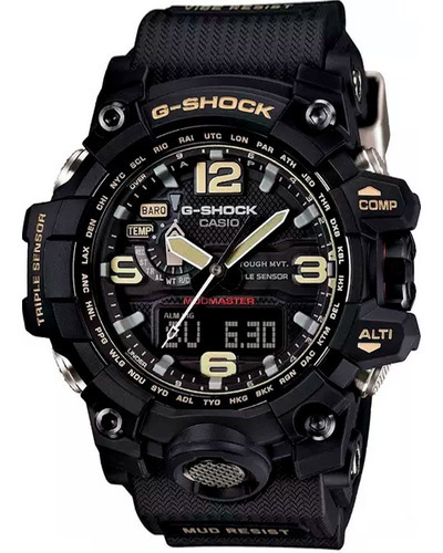 Reloj Solar Casio G-shock Mudmaster Gwg-1000, Color De La Correa: Negro, Color Del Bisel: Negro, Color De Fondo: Negro