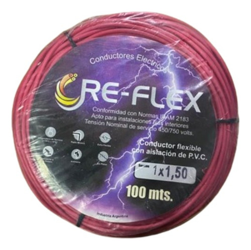 Cable Unipolar 1x1.5mm Cobre Re-flex Antillama X 100mts