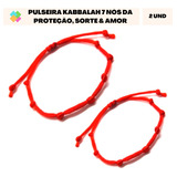 Kit 02 Pulseira Fita Vermelha Da Kabbala Cabala Red Sete Nós