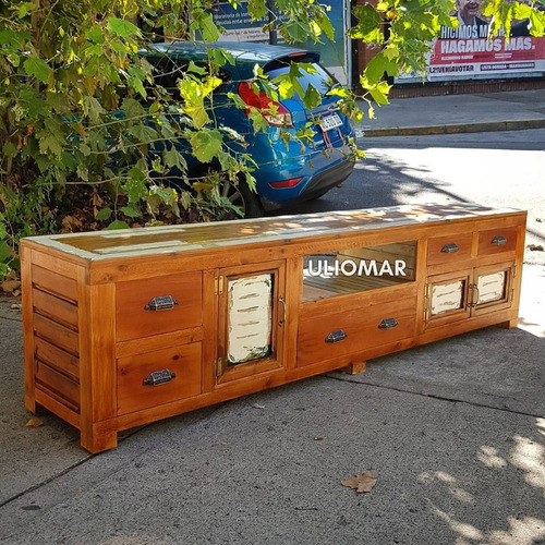 Mesa Rack Tv Madera Living Vintage 5 Cajones 2,00 Mt